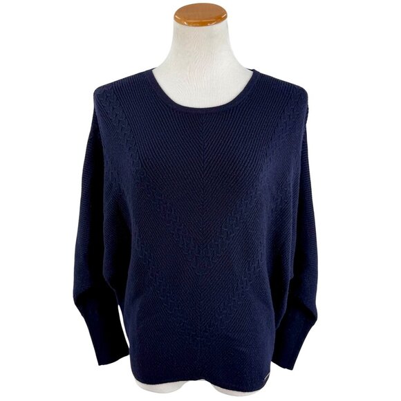 T Tahari Navy Blue Dolman Sleeve Cozycore Casual Lightweight Classic Sweater S - Picture 3 of 15